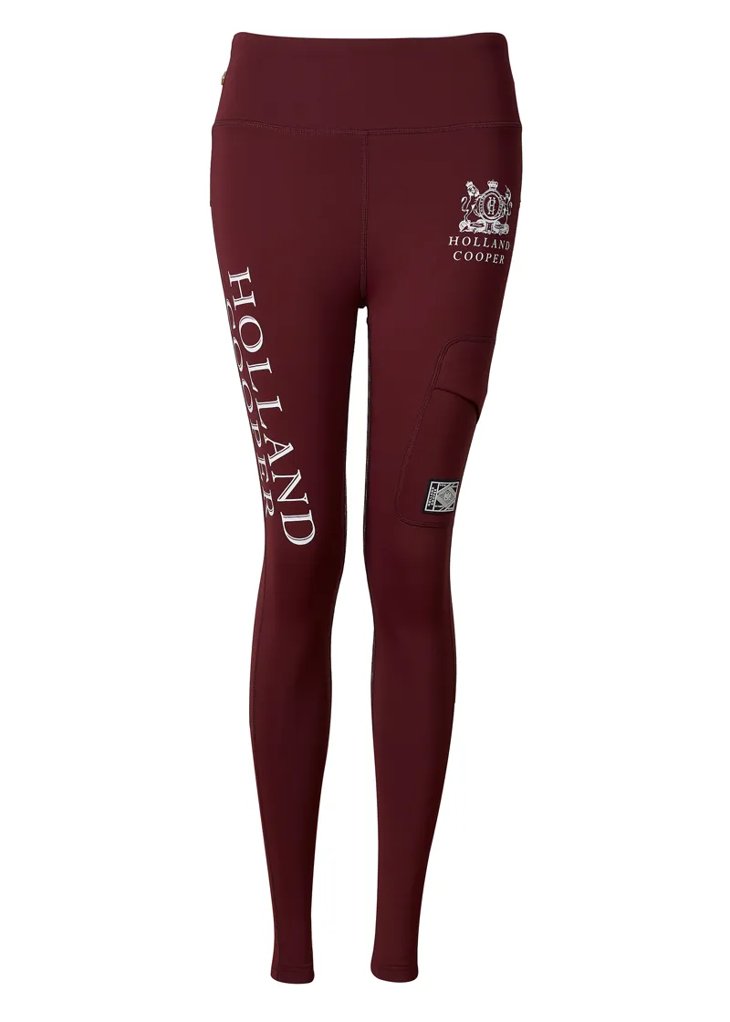 Holland Cooper Thermal Full Grip Leggings Ladies in Burgundy-2
